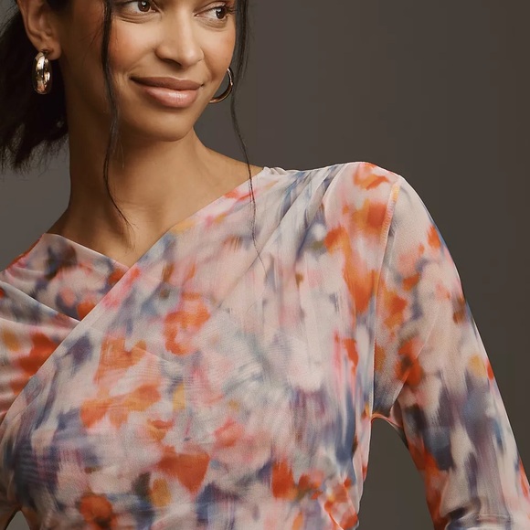 Anthropologie Long-Sleeve Crossover Mesh Top - Picture 6 of 11